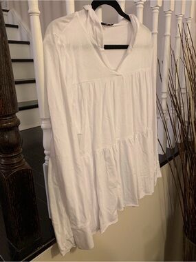 Final Touch White Hooded Tiered Tunic